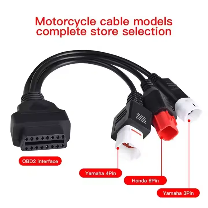 ABS 3 in 1 Motorcycle OBD2 Plug 3/4/6pin To Female Connecting Motorbike Diagnostic Cable for Yamaha & Honda Motorcycle Scanner