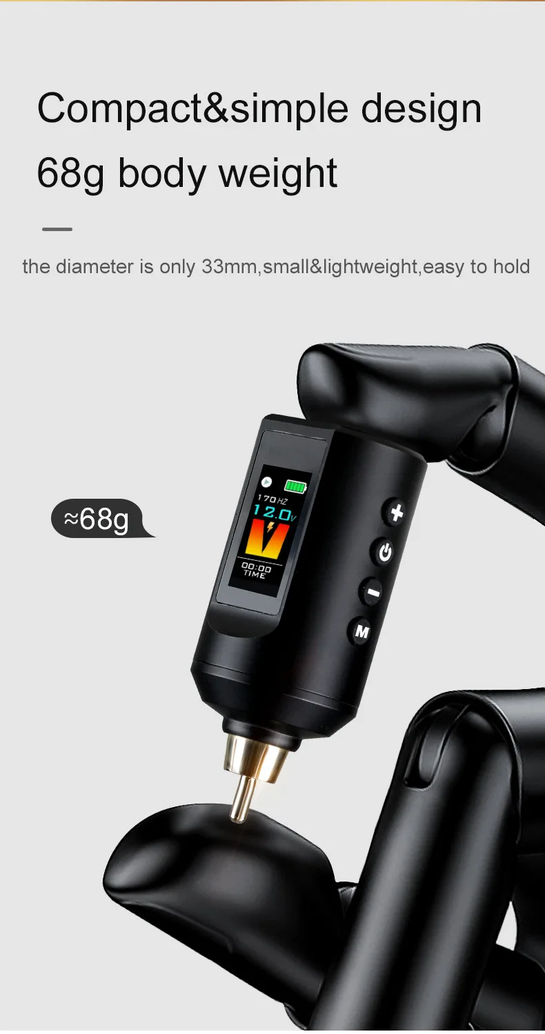 Color Screen Digital Rechargeable Tattoo Machine Battery RCA DC Wireless Tattoo Power Supply for Tattoo Machine