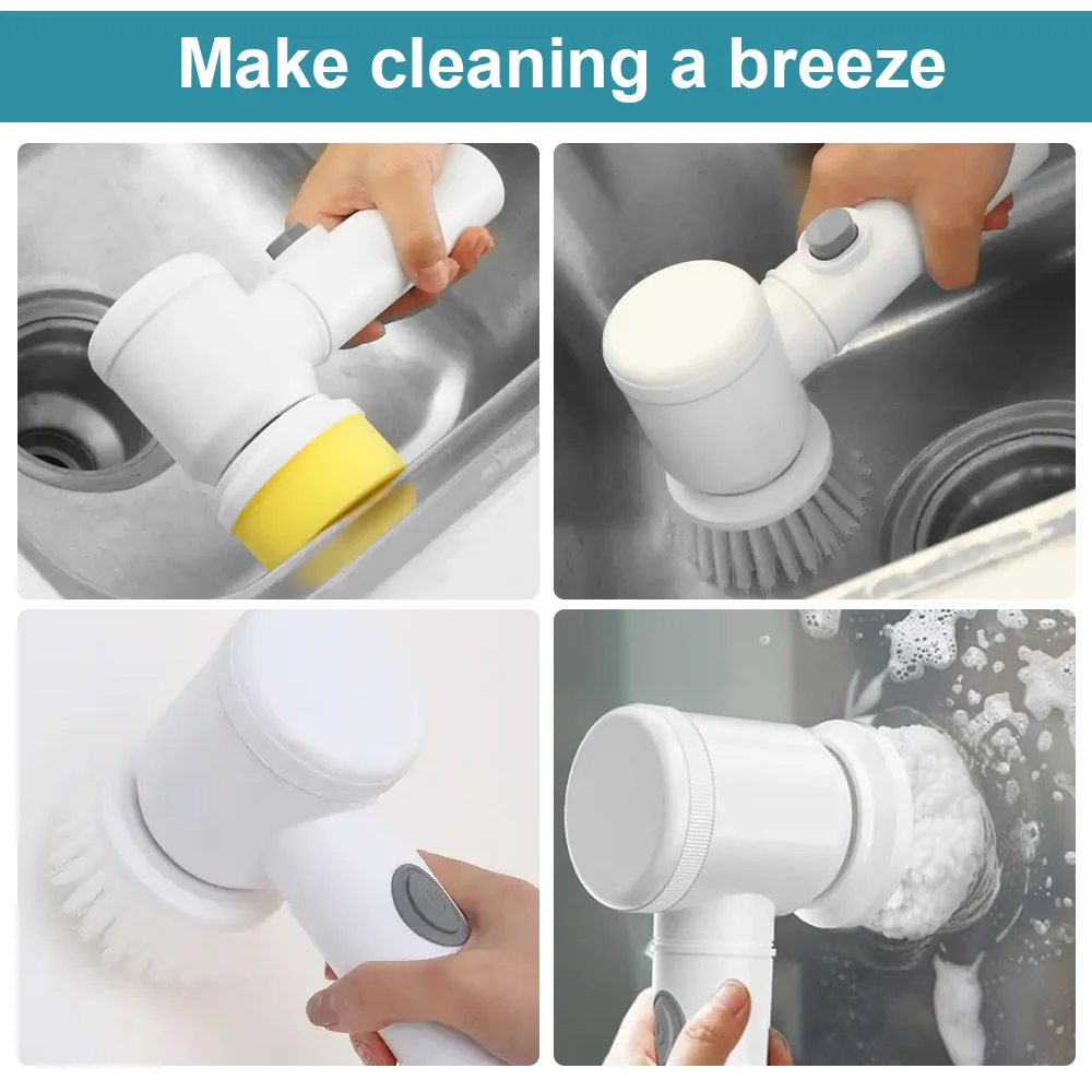 Handheld Cordless Automatic Electric Cleaning Brush Power Scrubber Electric Spin Scrubber Electric Dish Scrubber for Kitchen