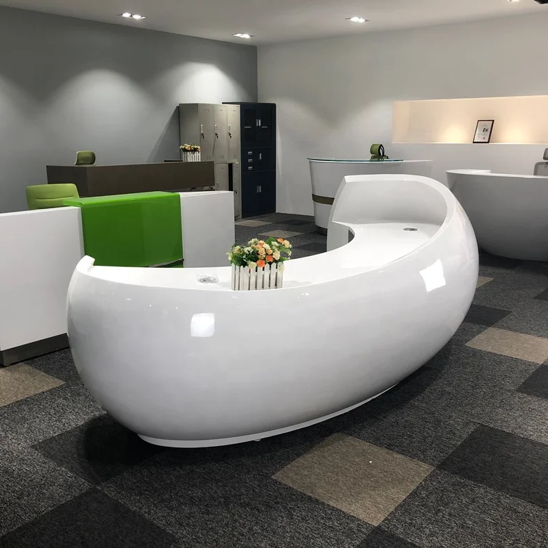 Commercial unique glossy Fashion salon white spa salon bank hospital hotel Office reception counter Modern reception desk