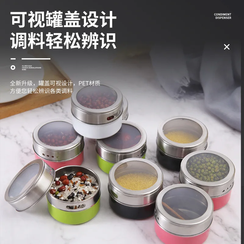 canister can pot metal magnet set box stainless steel magnetic tin containers spice jar Drop Shipping