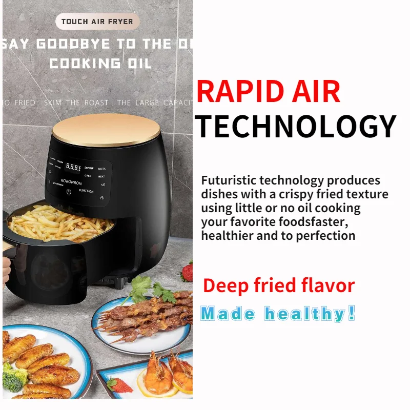 110v/220v OEM wholesale smart  LED Display Air Fryer oven OEM Customized liners silicone pot german 4L 6l 8l Air Fryer In stock