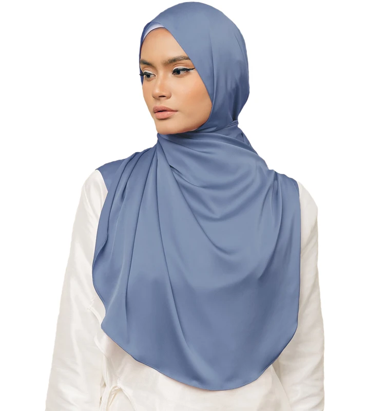 MOTIVE FORCE Hot Selling Print Satin Large Hijab Premium Satin Silk Scarf Shawl Islamic Muslim Scarf Malaysia Arab Hijab