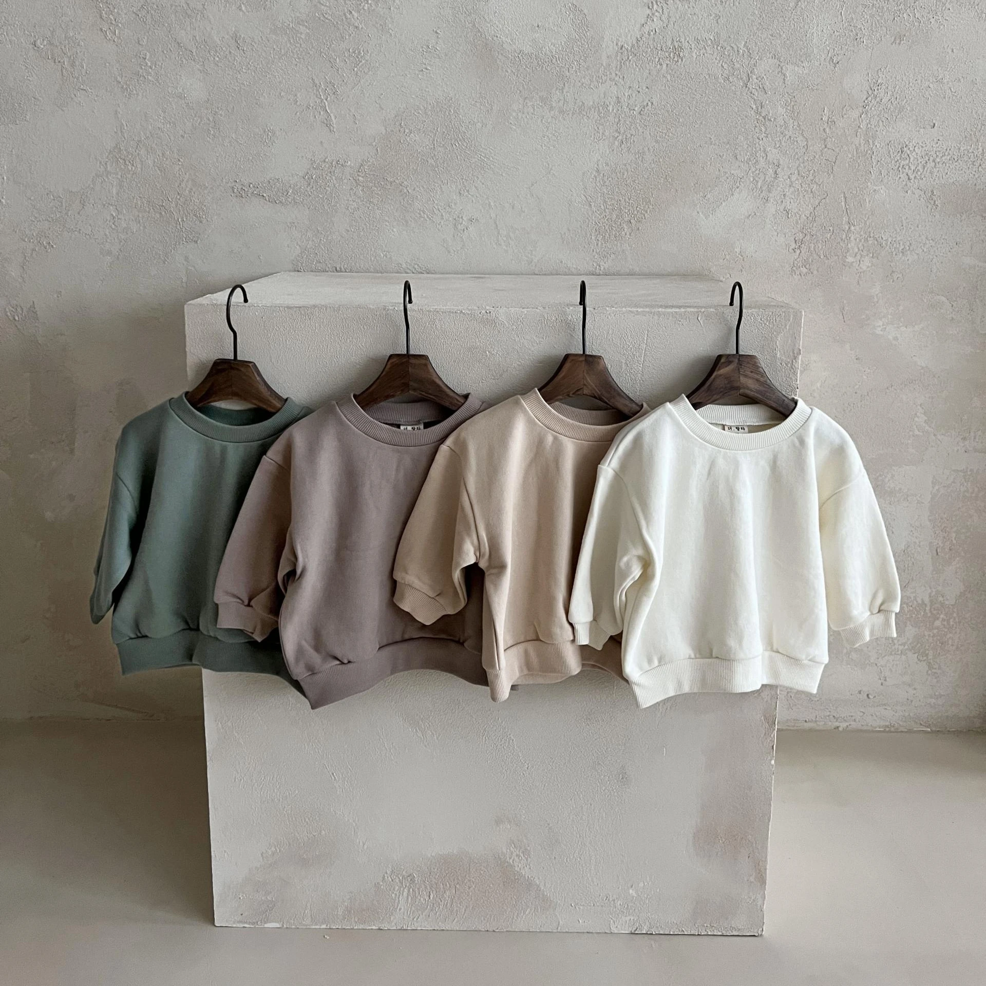 ins winter latest design kids casual sports plain blank sweatshirt toddler baby boy girl custom embroidered logo sweatshirt