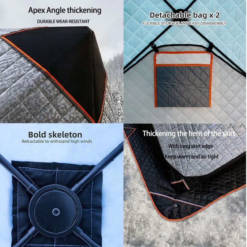 OME Winter insulated big sauna Tent Outdoor Camping equipment  Portable 4 Person Pop up Ice Fishing Tents