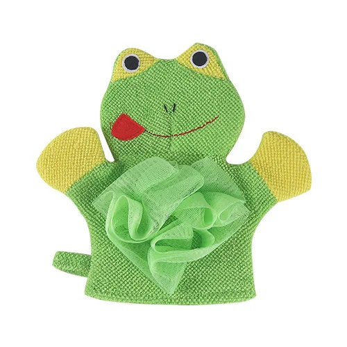 Custom Terry Cloth Loofah Cute Shower Mitt Animal Design For Children Baby Cleaning Bath Mitt