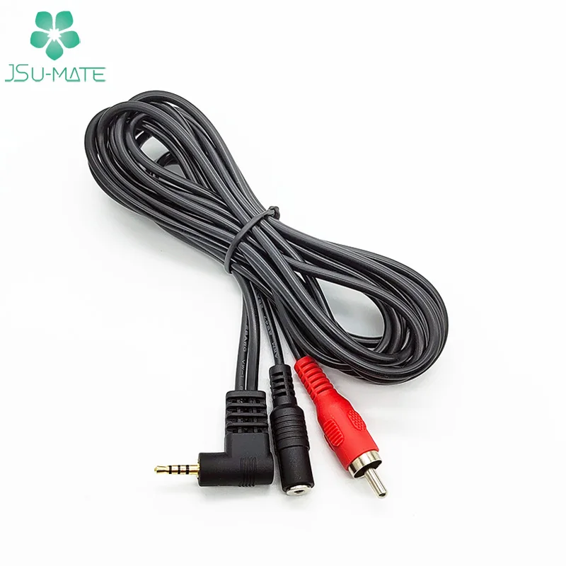 Gold Plating 90 Angle 2.5mm TRRS Male To Mono Female Plug RCA Cable High Quality Y Stereo Cable Mono Cable
