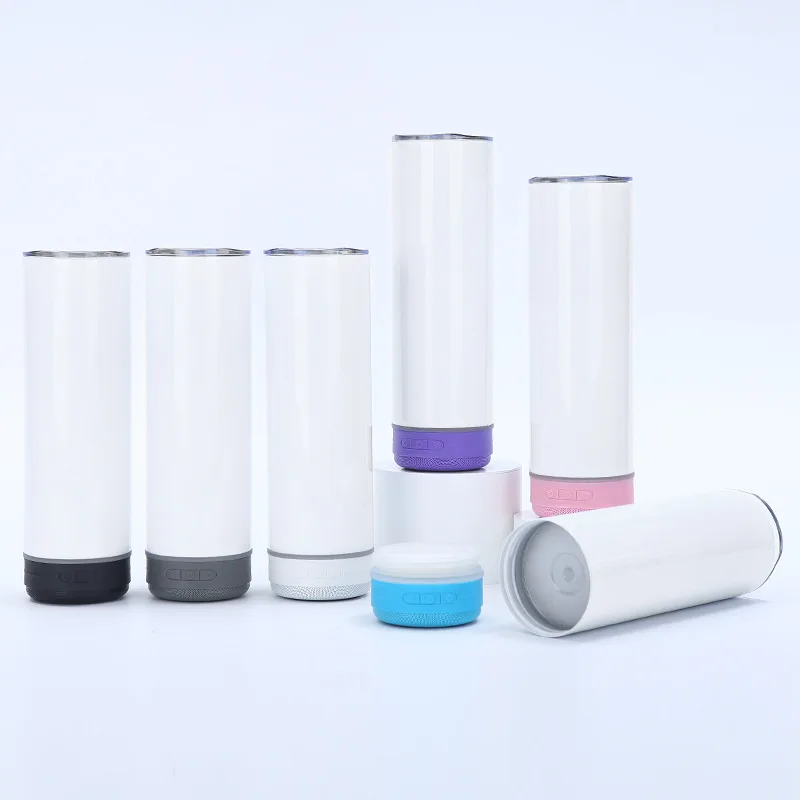 Ailingalaxy 20 Oz Skinny Straight Double Wall Stainless Steel Usb Music Cup Blank Sublimation Tumbler With Bluetooth Speaker