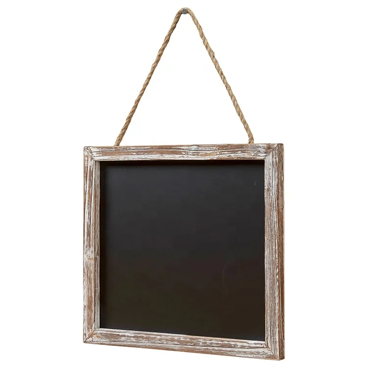 Vintage Wooden Chalkboard with rope, Rustic Square Stand Wood Black Board, Wall Wooden Frame BlackBoard For Sale