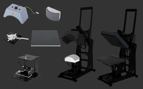 Galaxy Wholesale GS-604 Ramlock Logo And Cap 2 In 1 Hat Heat Press Machine For Logo Printing