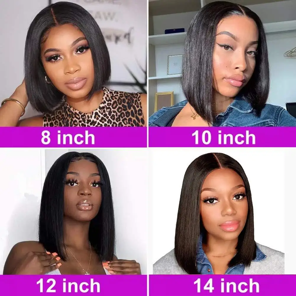 Cheap Short Bob Synthetic  Hair Wig 8-14inch Mink Brazilian Hair  Short Straight Bob Wigs For Black Women