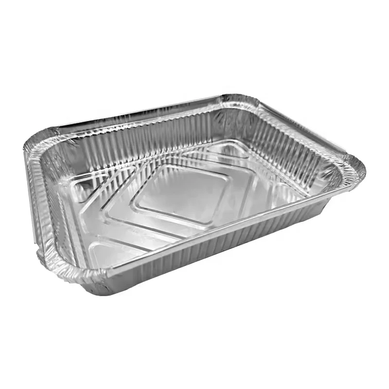 Deep Half Size Disposable Aluminum Food Baking Catering Trays with Lids Take-out Pack Aluminum Foil Container