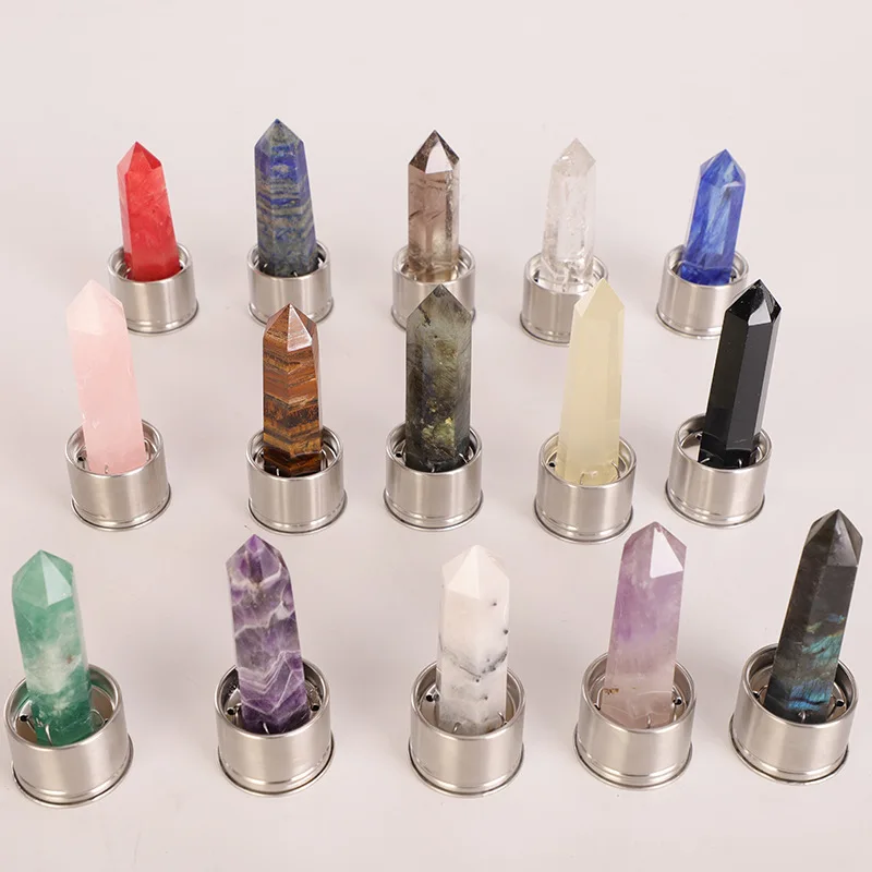 Custom healthy Amethyst gemstone infuser printed crystal glass water bottle drinking natural quartz stone water bottle