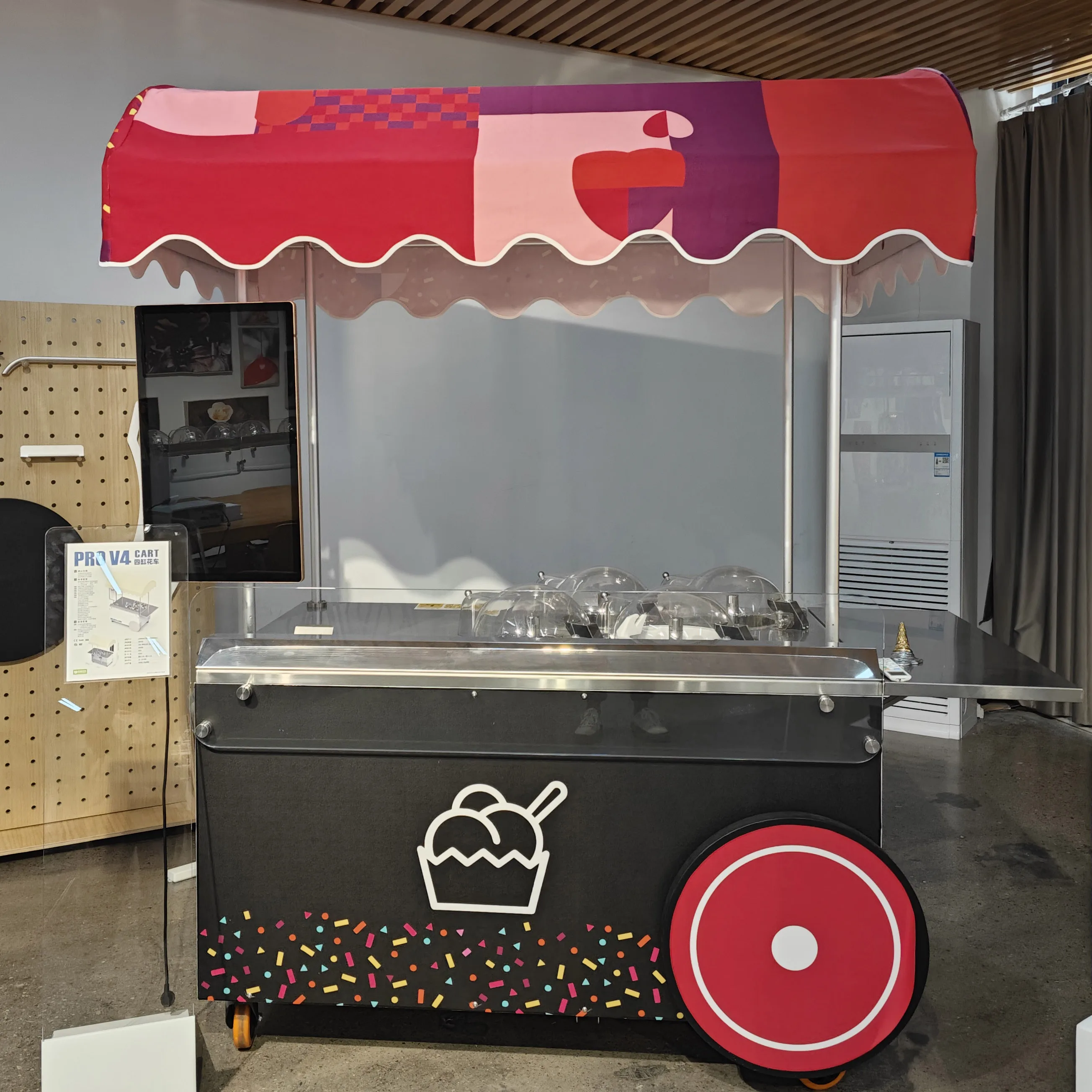 Mobile Food Cart Miles Galaxy Pro V4 Cart Display Show Case Gelato Pozzetti All in one batch freezer ice cream gelato maker