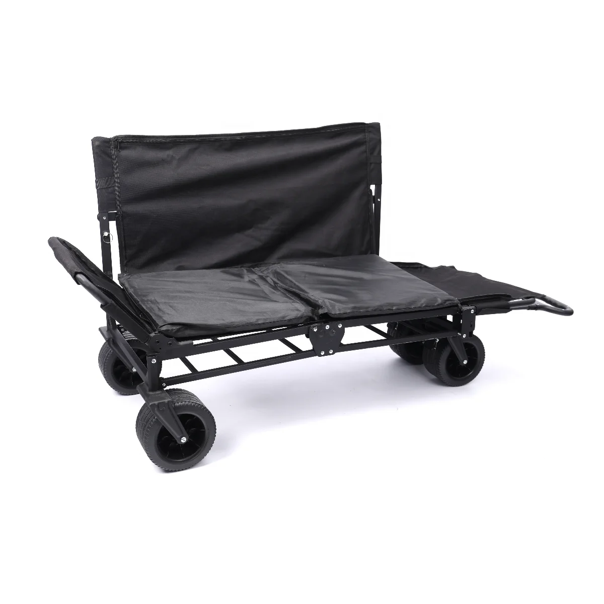 2024 New Multi-functional Lie and Sit Couch Folding Wagon Cart Camping Foldable Wagon cart 8 inch wheels trolley for outdoor
