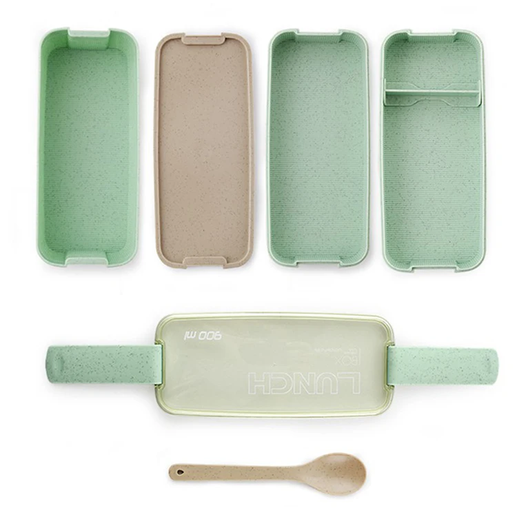 Online Shop High Quality New Design Products Eco-friendly Material 3 Layer Wheat Straw Lunch Box Wheat 750ML Straw Bento Box