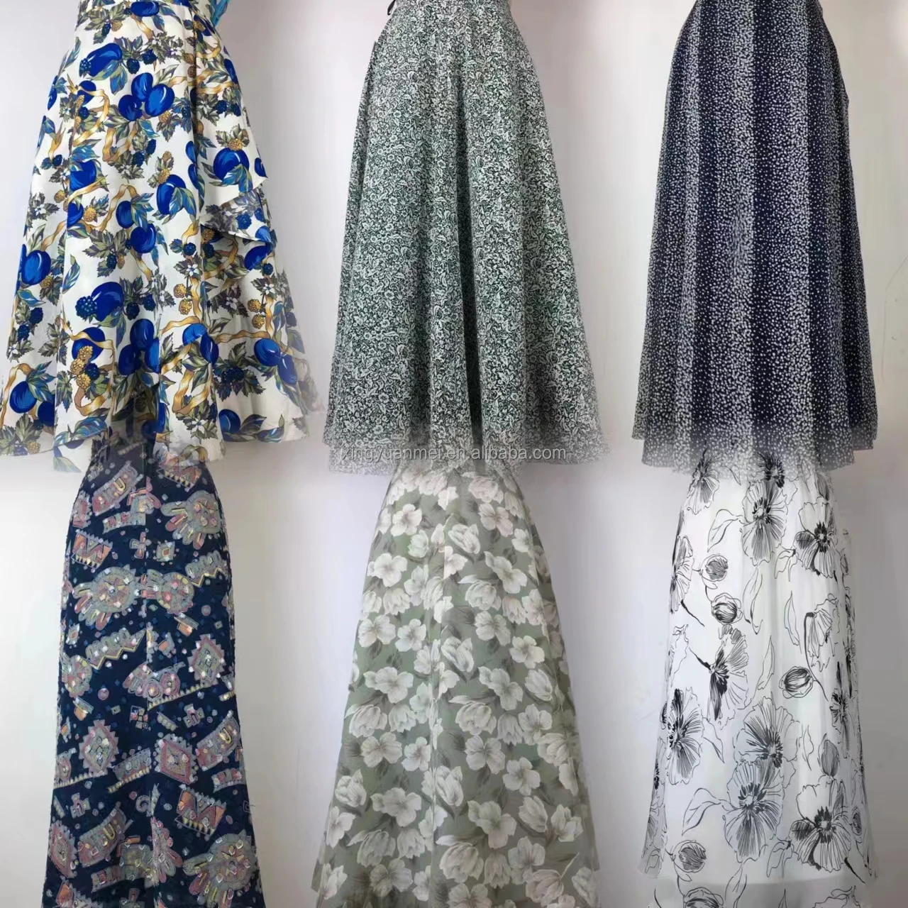 2024 factory  New style Womens Skirts Supplier Ladies Beige cotton printed Woven long Skirt For Ladies