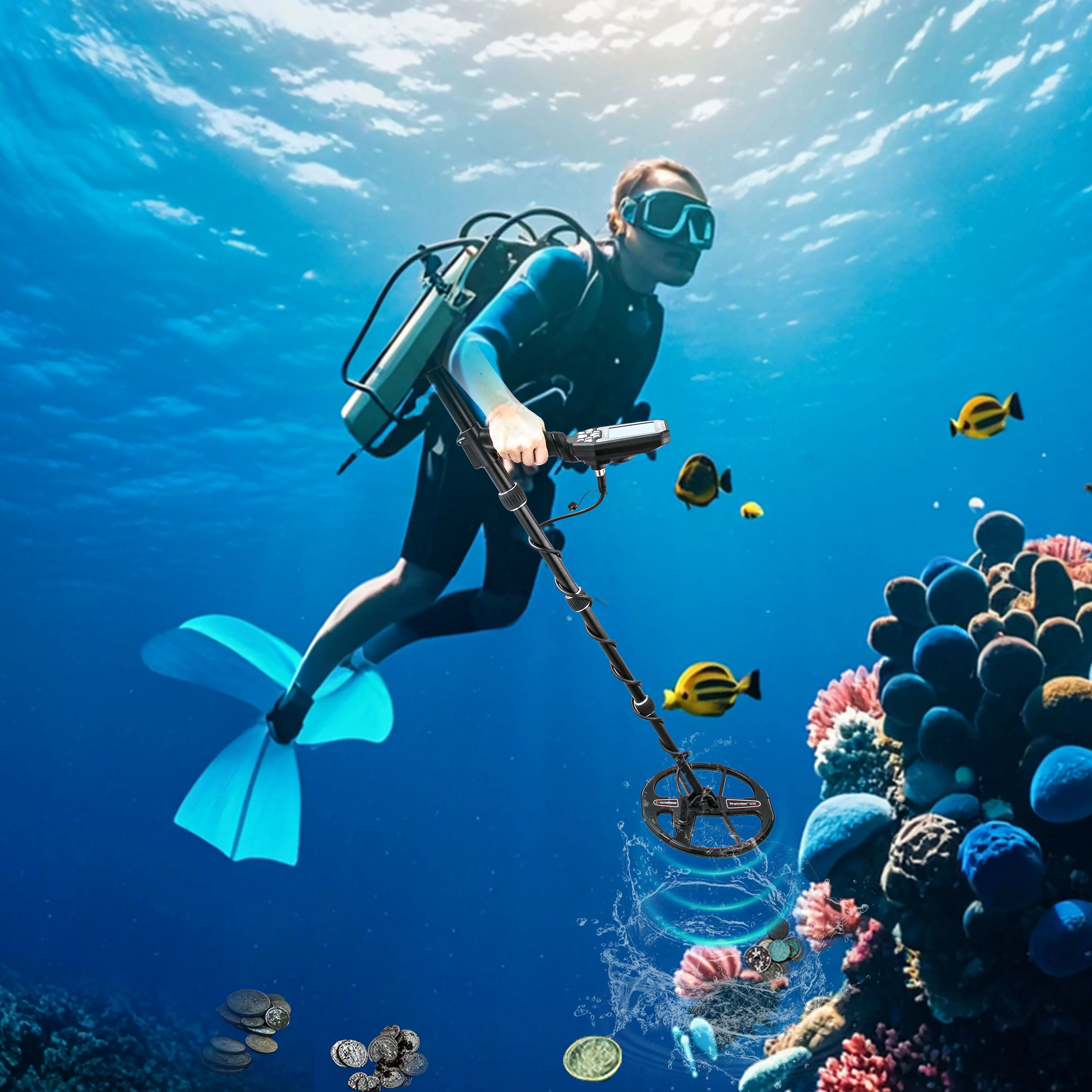 Underground treasure detector professional via gold metal detector S31 fully waterproof metal locator underwater search machine