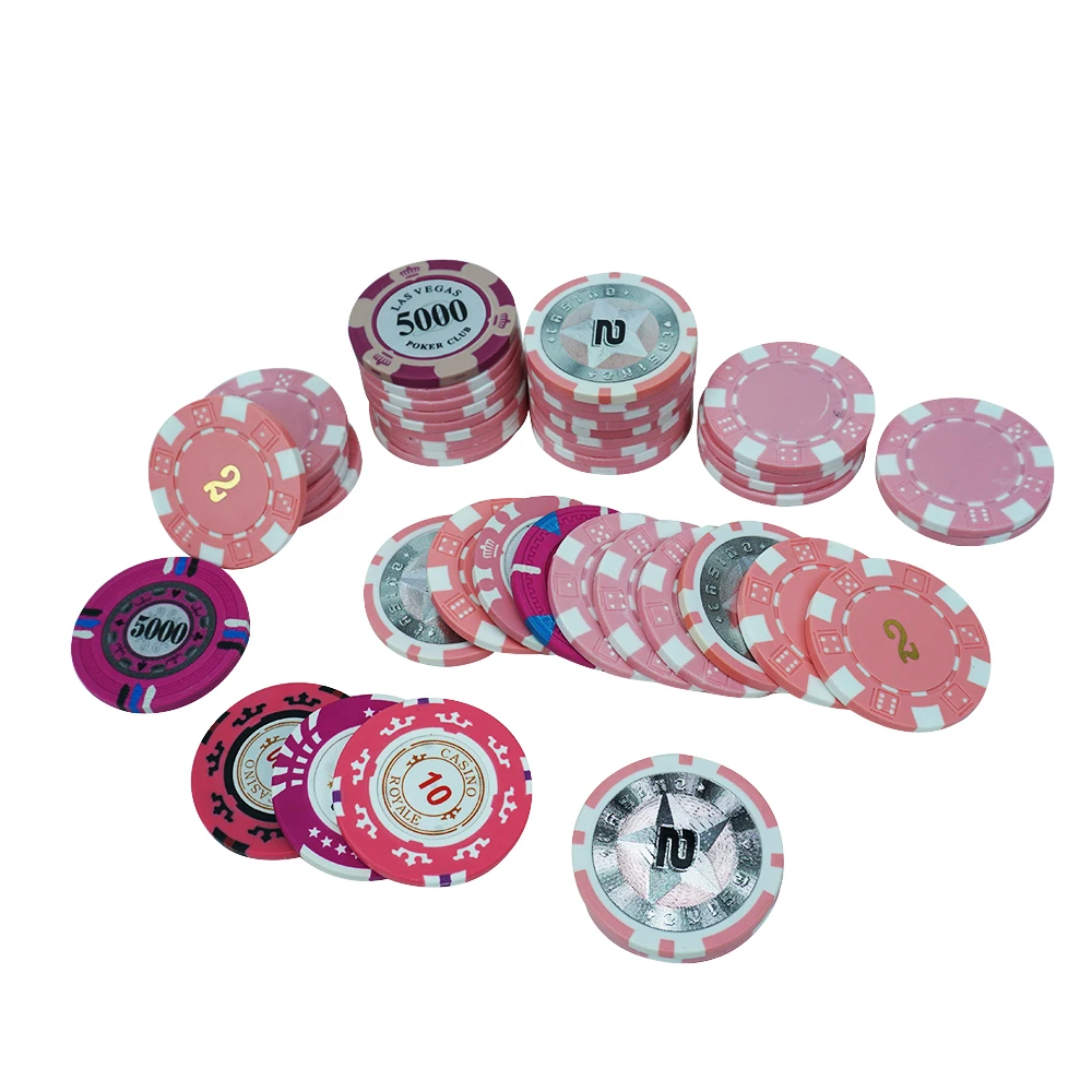 Professional custom pink casino poker chips kit clay or abs material 40mm diameter 14g from factory for gambling game