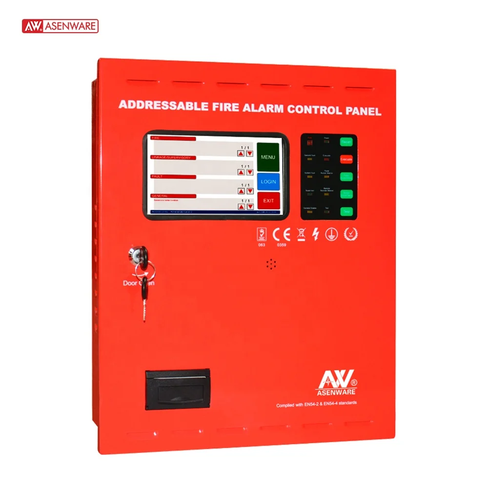 ASENWARE two wire Addressable Fire system  with LCD touchscreen