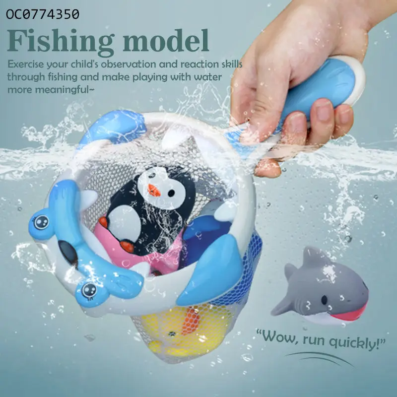 2024 Child Cartoon Bath Toy Baby Fishing Toys Water Play Soft Rubber Animal Bath Toys For Kids