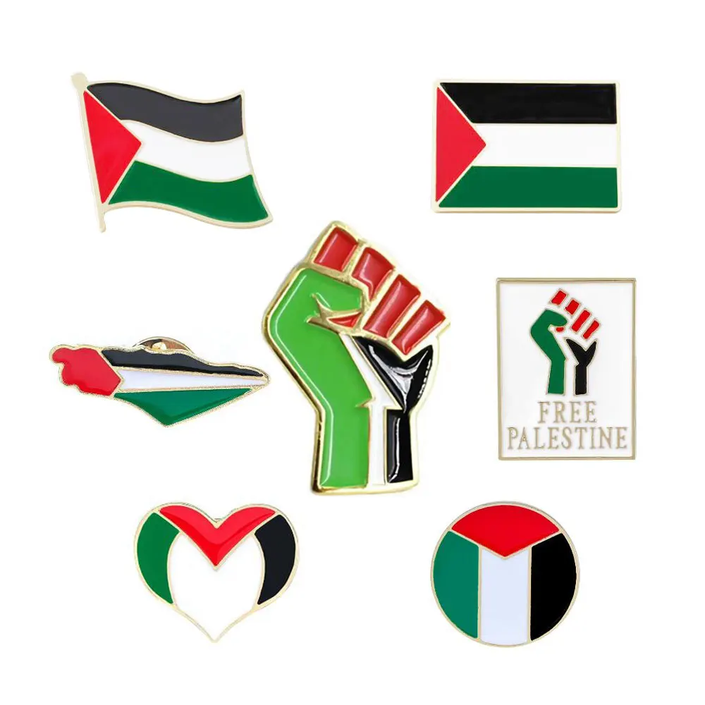 Badge manufacturer custom lapel pins gold plating hard enamel lapel pins custom Palestine flag soft enamel pin