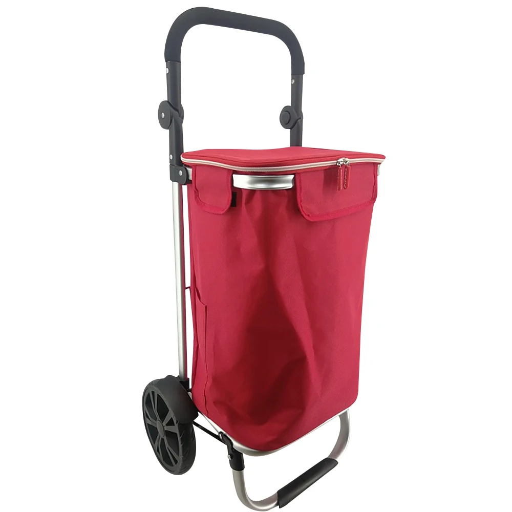 2024 New style portable trolley supermarket bag with wheels for shopping