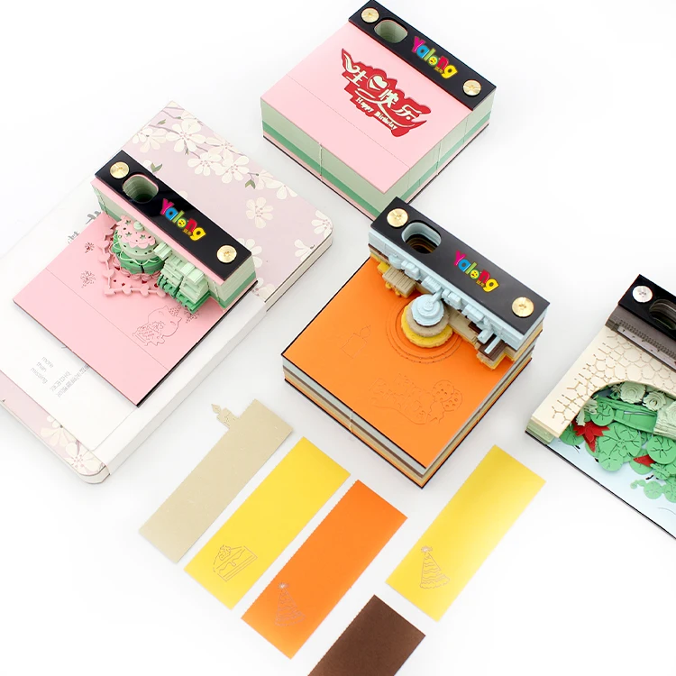 Special Hot Selling 3D Memo Pad With Pen Holder Cute Design Castle Aesthetic Square