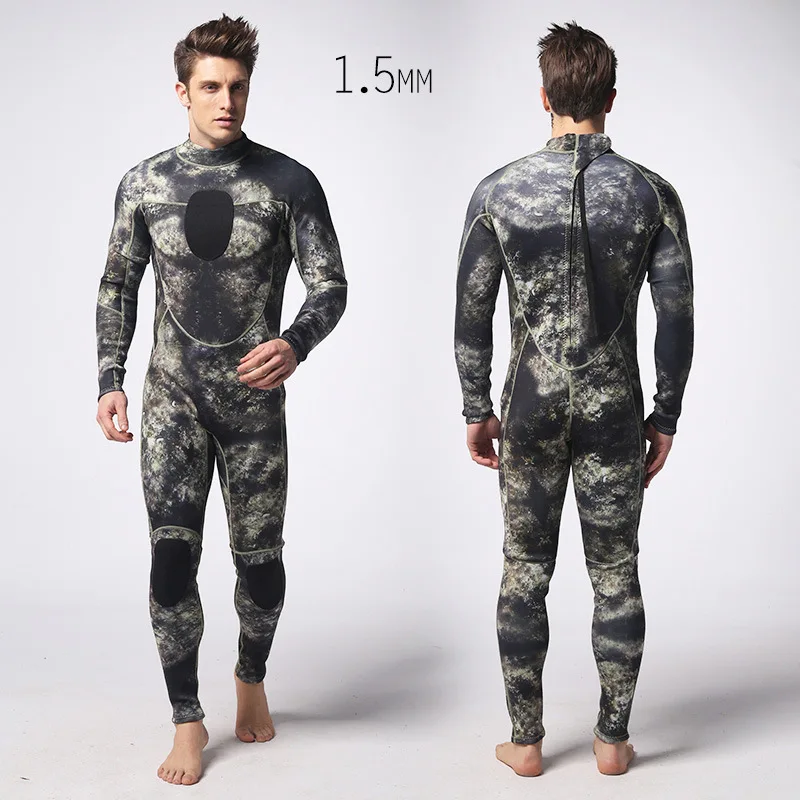 1.5mm Full Sublimation Super Stretch Quick Dry Nylon Rubber Men One Piece Long Camo Diving Surfing Hunting Spearfishing Wetsuit