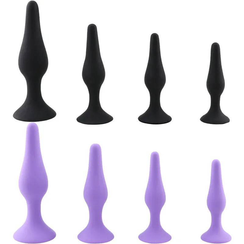 4 Pcs  5 pcs Soft Silicone Suction Cup Anal Sex Tools Trainer Kit Anal Butt Plug Set For Male Female