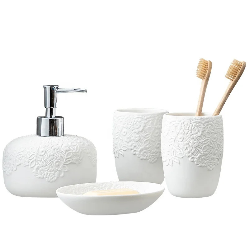 
Bathroom washing set creative lace ceramic mouthwash cup hotel home bathroom supplies 