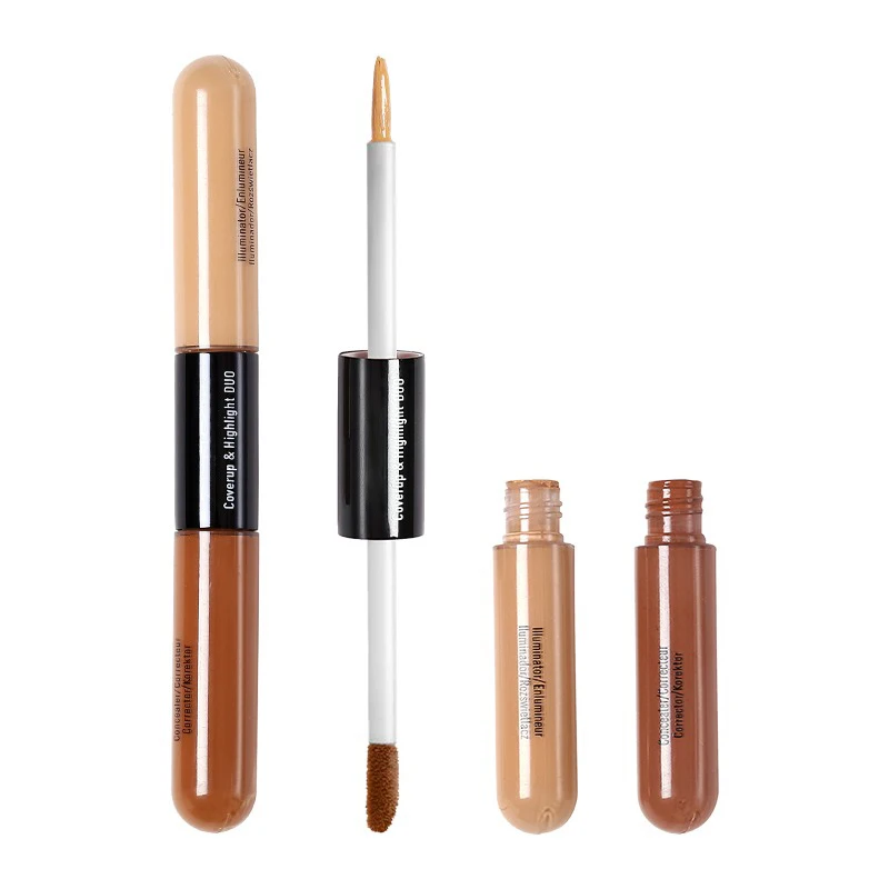 Double Head Brighten Skin Concealer Foundation Bronzer Highlighter Invisible Wrinkles Flaws Face Contour Makeup