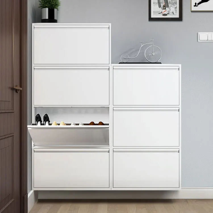 home entrance living room hotel modern 3 4 door thin design slim luxury furniture entryway storage rack metal shoe cabinet