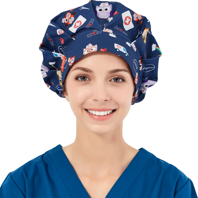 ANNO Woven Head Clip Color Surgical Hats Print Doctors Hair Medical Nurse Operating Room Caps