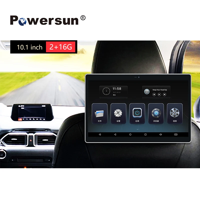 Powersun 10.1 inch IPS Android 9 Headrest Mirror Link Touch Screen Monitor For Car Video