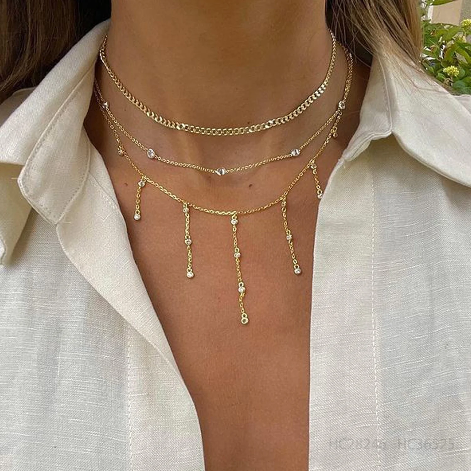 100% 925 Silver Fine Jewellery Women 18K Gold Plated Cuban Link Choker Zircon Bezel Chain Statement Necklaces