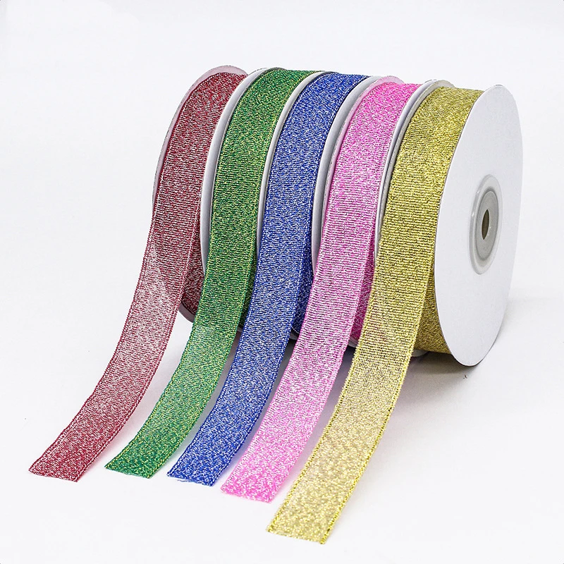 High Quality Colorful Glitter Nylon Christmas Metallic Ribbon Decoration Gift Ribbons