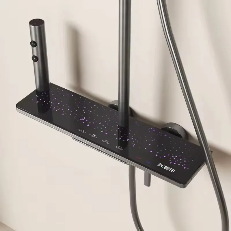 New Bathroom Stars Shower System Mixer Faucet Digital Temperature Display Hot Cold Bathroom Tap Thermostatic Shower Sets