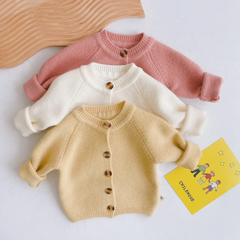 
Autumn Winter Baby Boys Girls Knit Cardigan Sweaters Coat Children Clothing Kids Solid Color Knit Cardigan Jacket Tops 