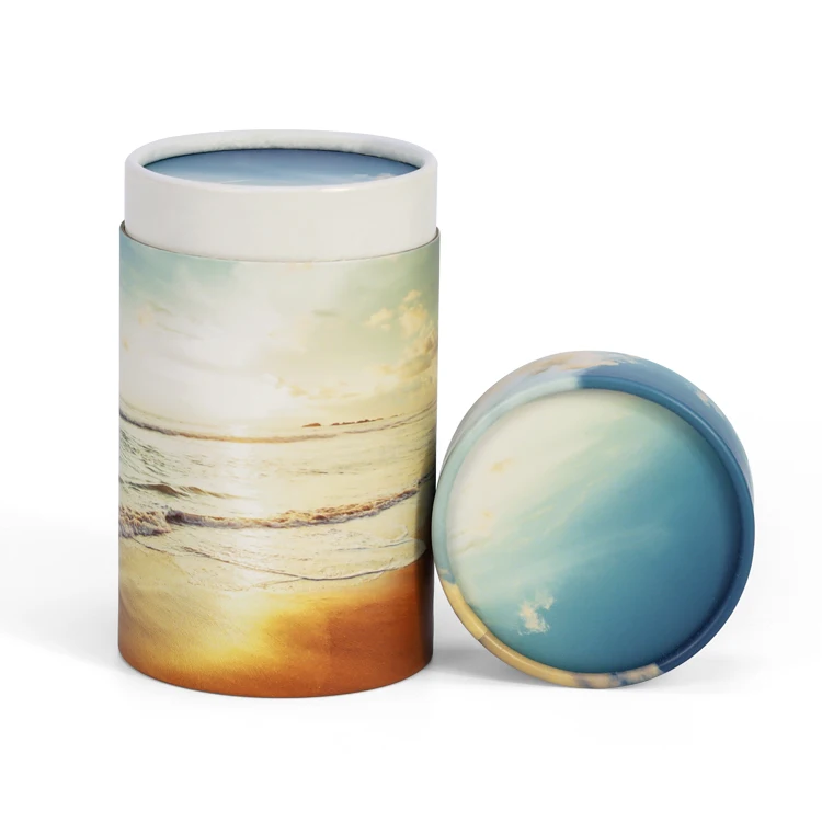 Factory Funeral Supplies Cardboard Sea Burial Caskets and Coffin Paper Scatter Tube Box Cremation Pet Ashes Urn