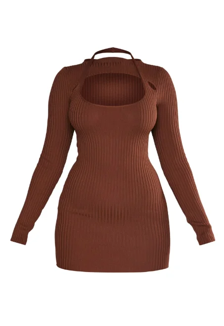 high quality black sexy slip maxi knit solid backless fall outfit lotus leaf dress buttons long sleeve ribbed knit dresses