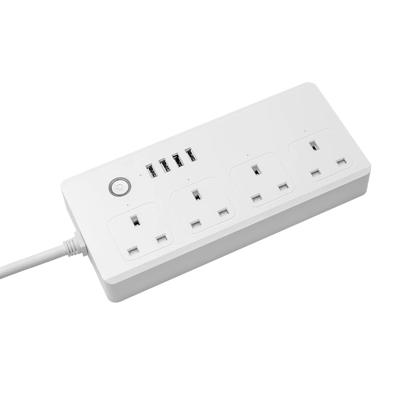 UK 5V 3.1A Electrical power strip with 4 AC outlets power cube socket 4 USB Super Charging Ports
