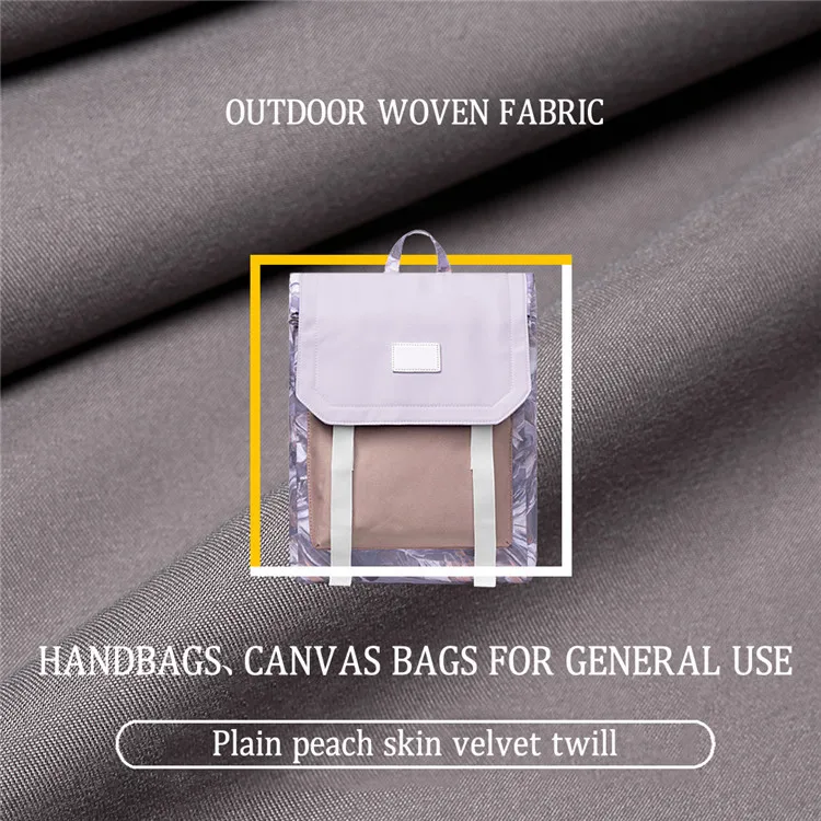 Waterproof Flame Retardant Gray Color Fabric Plain Peach Skin Velvet Twill For Handbags 210d polyester oxford fabric