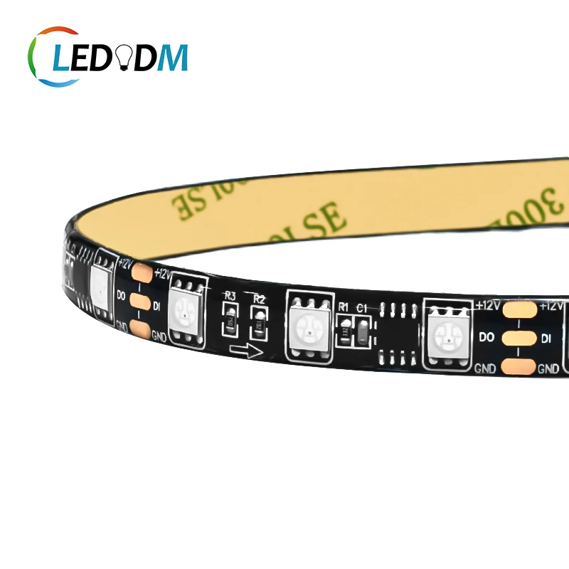 Smart Led Strip RGB Lighters 5050 60leds/m  Ws2811 Black PCB DC12V 24V Pixels Tape Remote Control  5/6 meters Flexible Light
