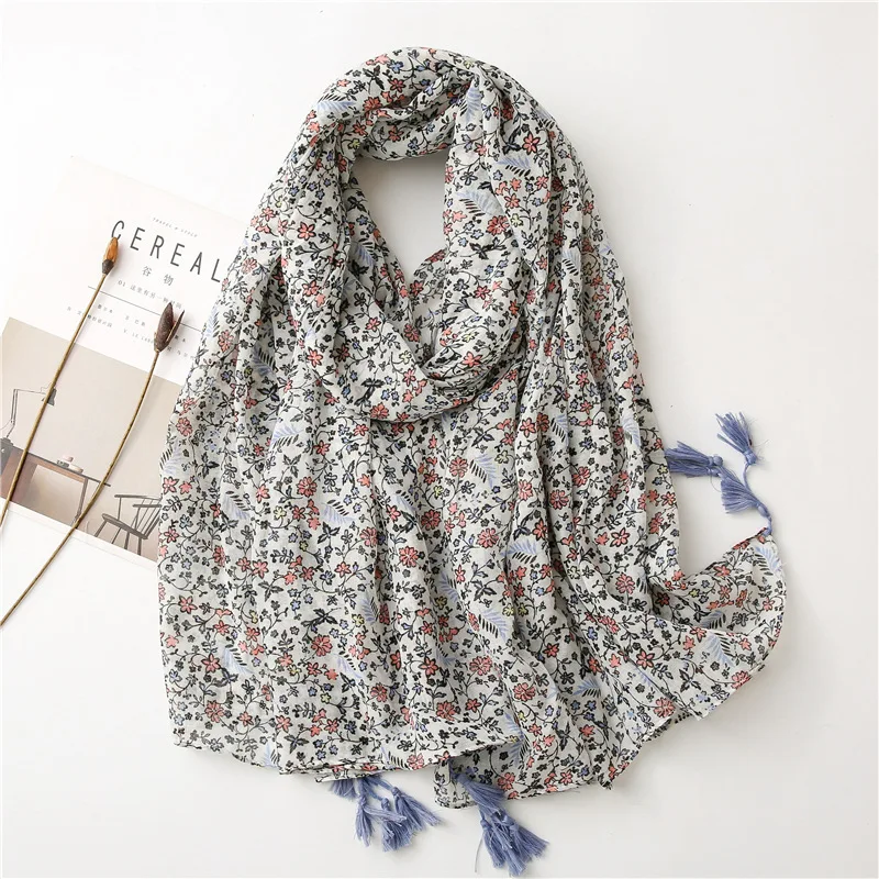 2021 Newest High Quality Scarf Foulard Fashion hijabs cotton viscose shawl flower scarf