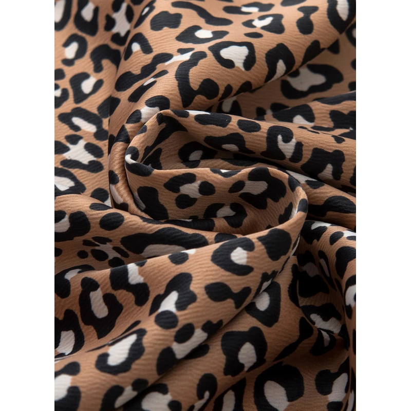 Dear-Lover OEM ODM Wholesale Western Clothing Chestnut Leopard Print Ruffle Wide Sleeve Blouse Women