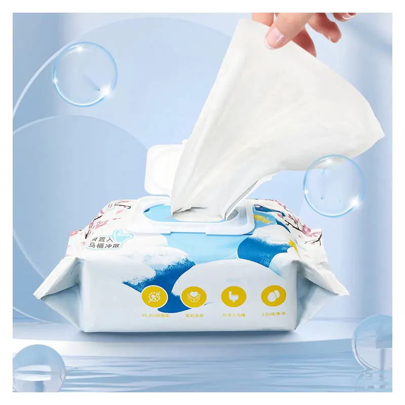 80 pieces High Quality Soft Organic Flushable Portable Toilet Wipes, Wet Toilet Paper