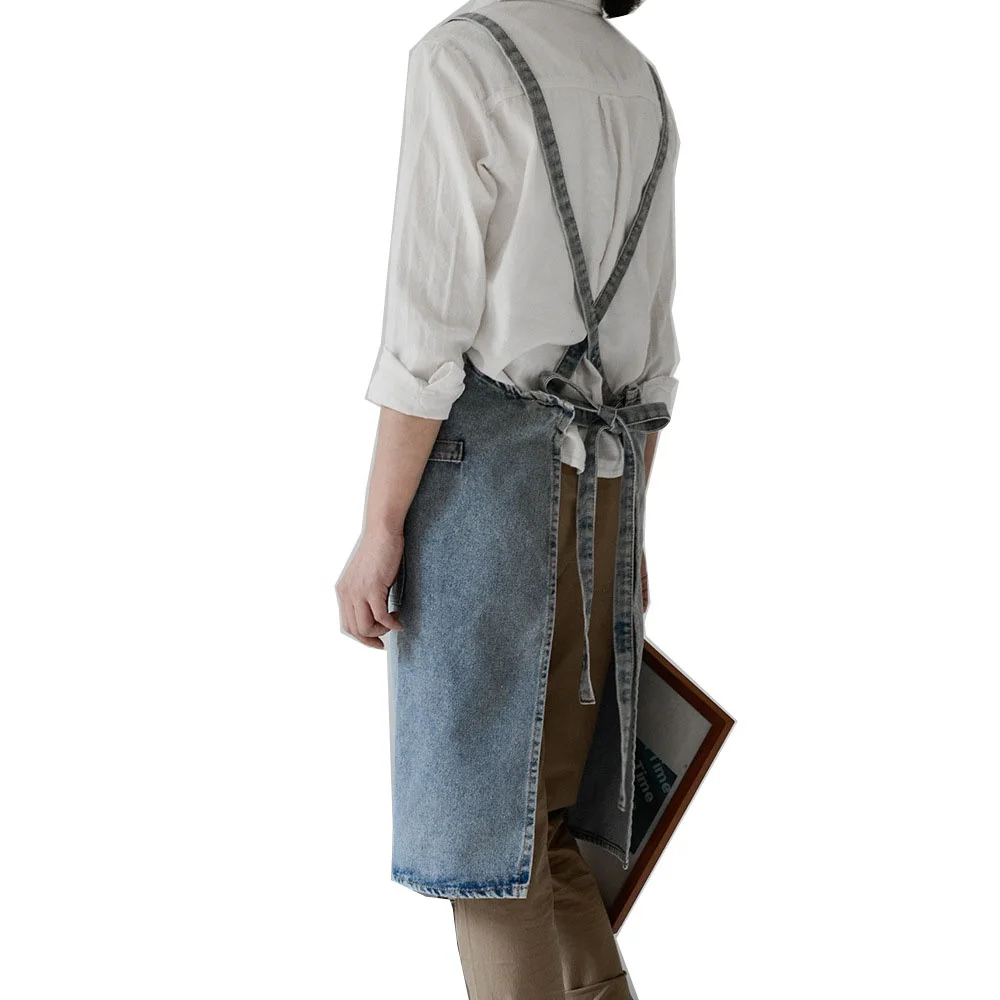 China factory Custom Home Adjustable kitchen custom logo bbq denim apron mom and kids child garden apron
