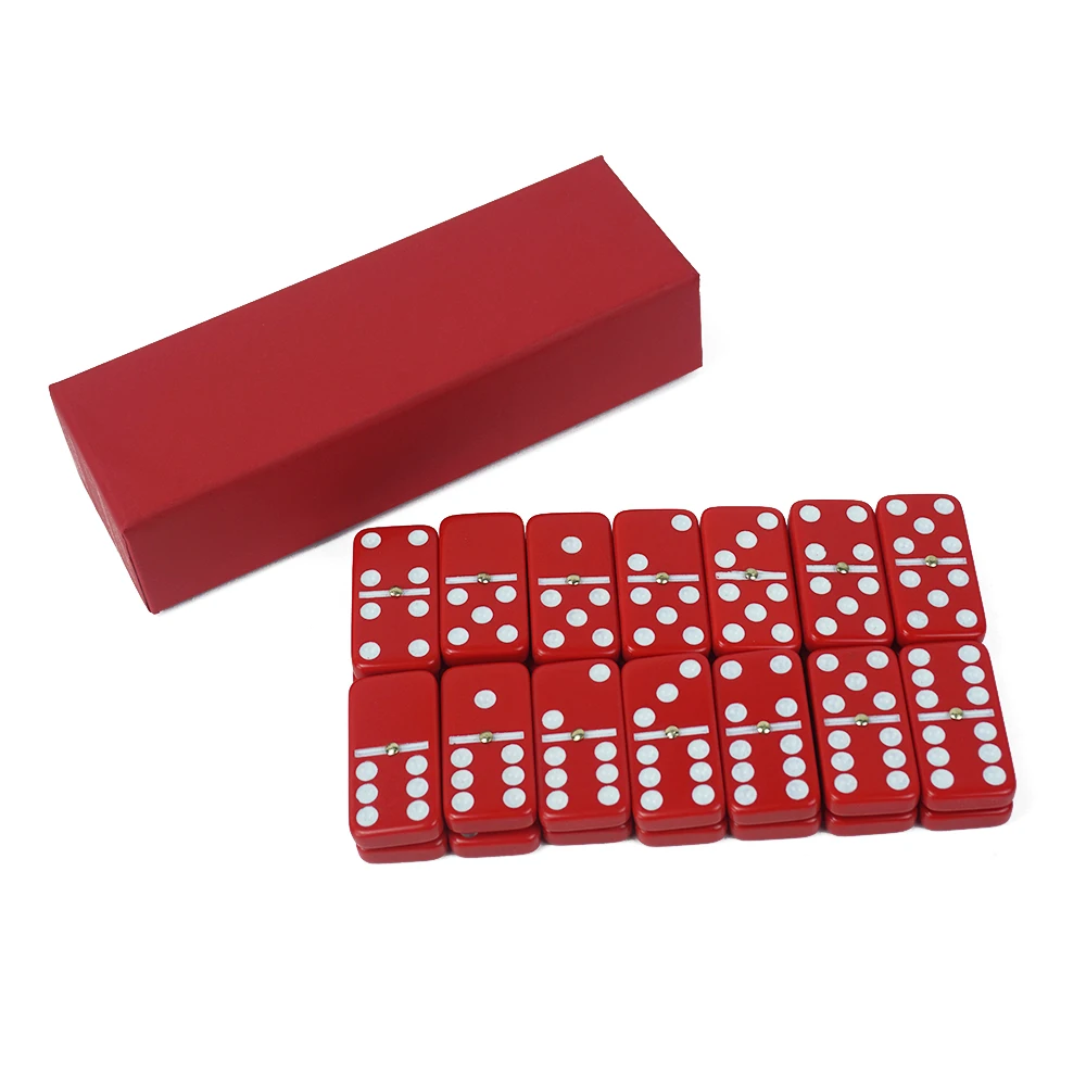 Заводская двойного 6 шесть домино 28 шт 8 мм толщина Красной с rouge бумажная картонная коробка для казино смешная