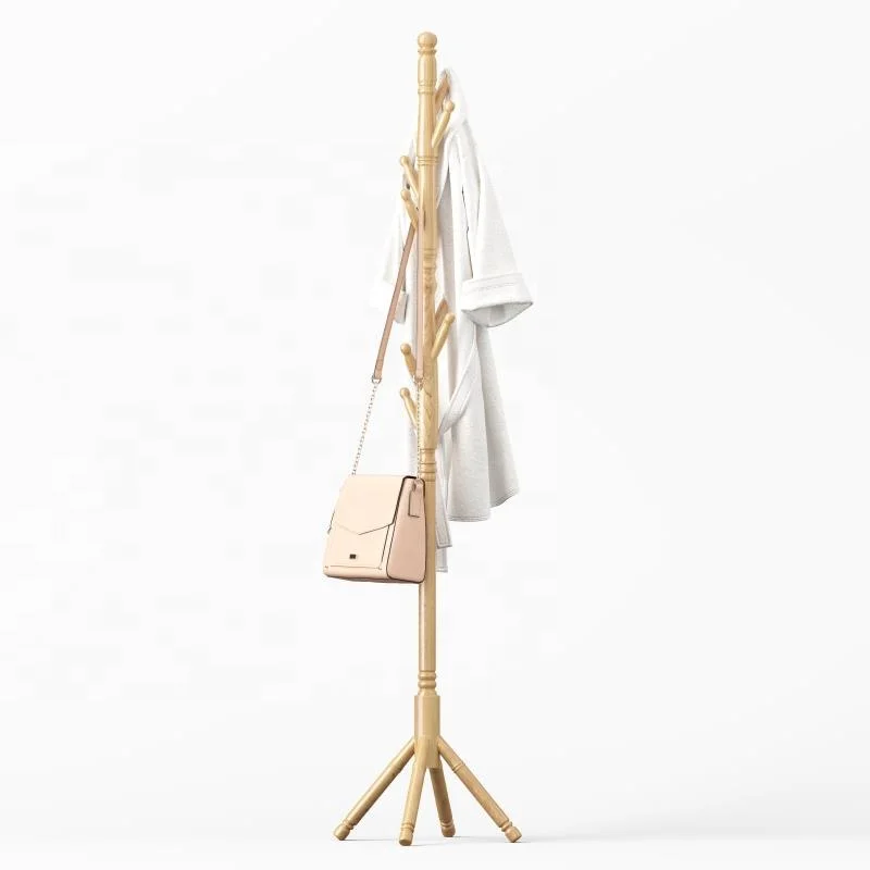 Bamboo made new design hall tree standing coat rack floor hanger